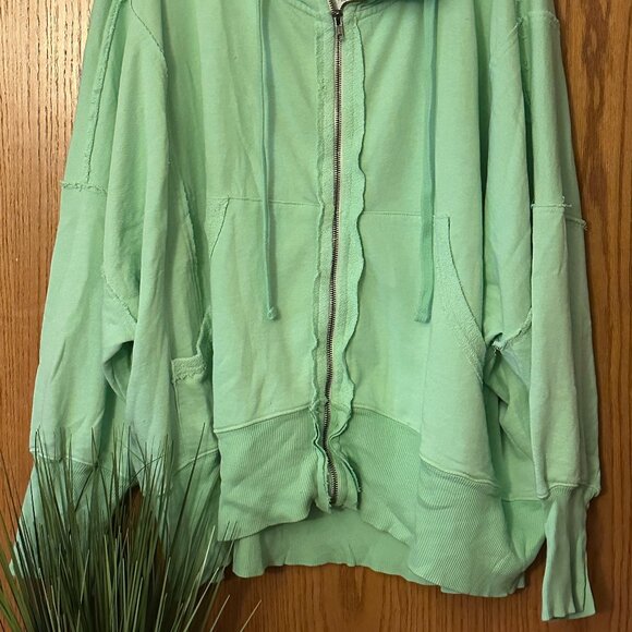 Free People Camden Zip Up Hoodie Gossamer Green NWT size- LARGE - Picture 5 of 7